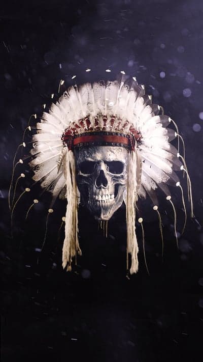 Skull with Native American Headdress: Dark and Eerie