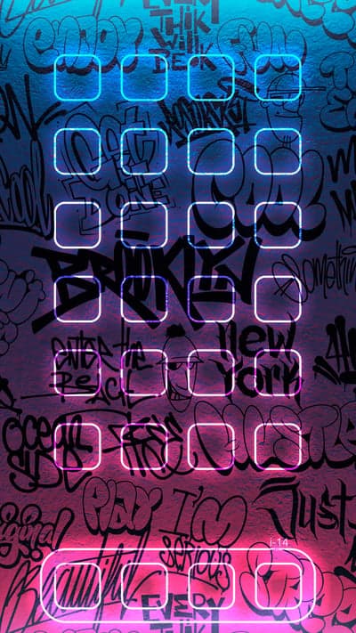 Vibrant Neon Graffiti App Icons Tablet and Phone Background