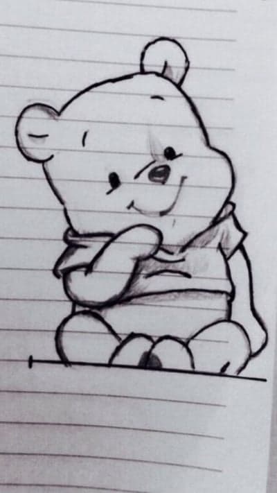 Minimalist Winnie the Pooh Sketch Mobile Wallpaper