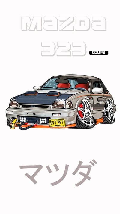 Cartoon Mazda 323 Coupe with JDM Styling