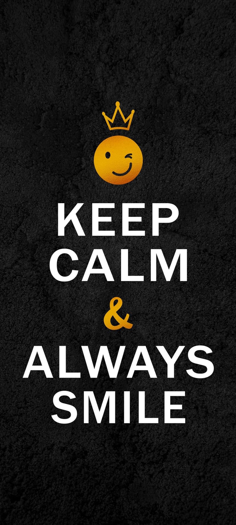 Golden crown icon above white motivational text on a grainy black background for a vertical mobile layout.