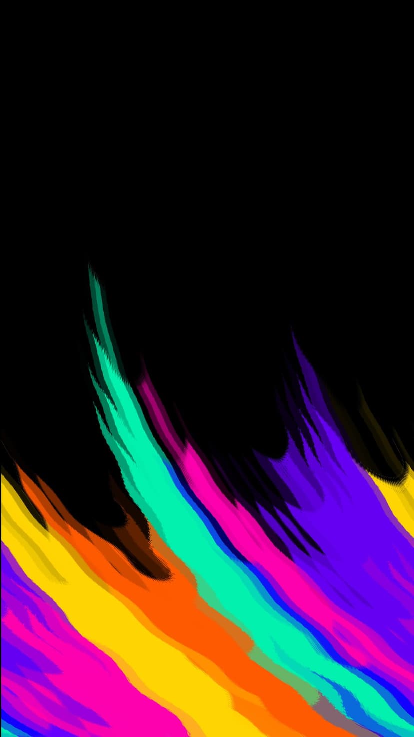 Neon pink and orange paint splatters explode against a solid black backdrop with sharp liquid textures.