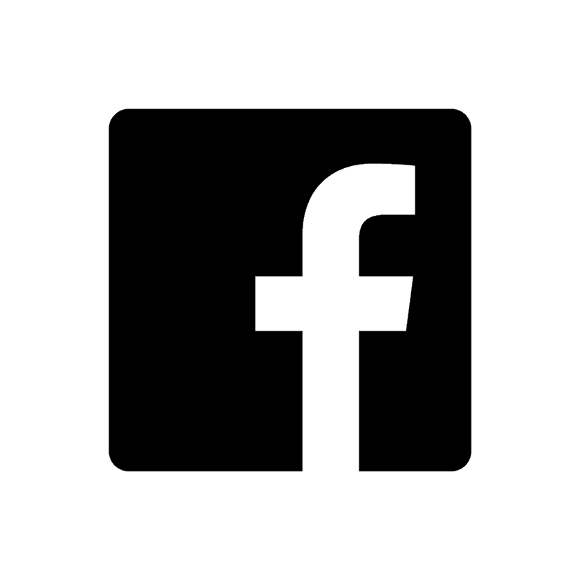 Facebook black icon displays a circular silhouette with a centered lowercase f letter in a flat vector style.