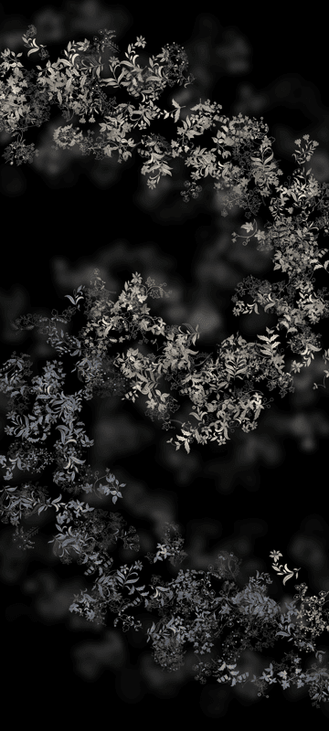 Elegant floral vine pattern on black background