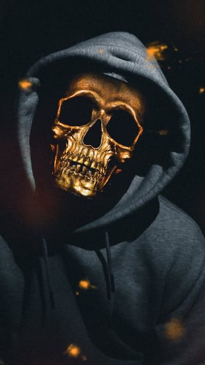 Metallic Gold Skull Mask Aesthetic Phone Wallpaper