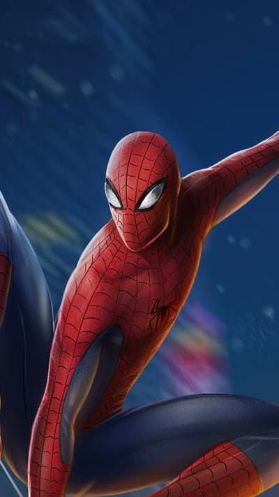 Spiderman Mid-Air Swing Dynamic Pose Artwork
