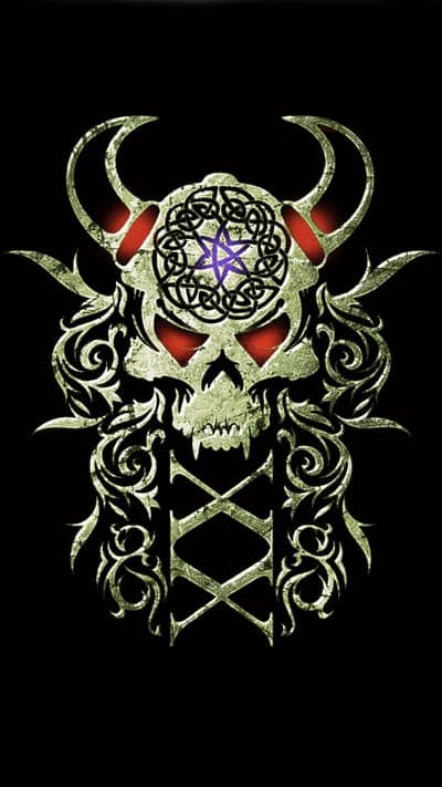 Dark Viking Skull Pentagram Gothic Tattoo Design