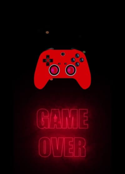 Red Game Controller and "Game Over" Neon Lights