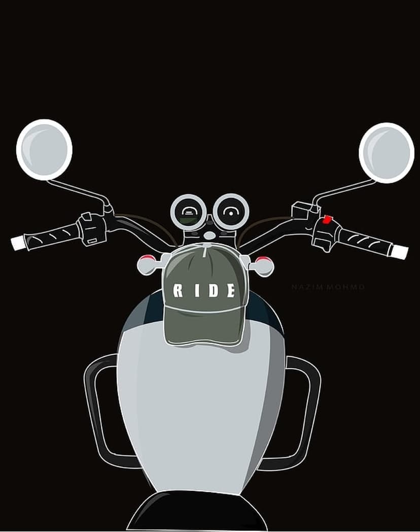 Motorcycle headlights resembling eyes wear a grey cap with RIDE text against a solid black background.