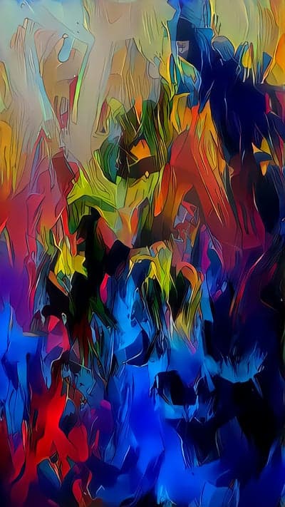 Abstract Expressionist Painting Vibrant Colors Flowing Forms