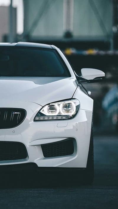 White BMW M6 Front View 4K Mobile Wallpaper Background