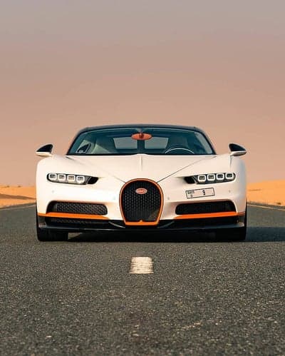 Bugatti Chiron Supercar on Desert Road