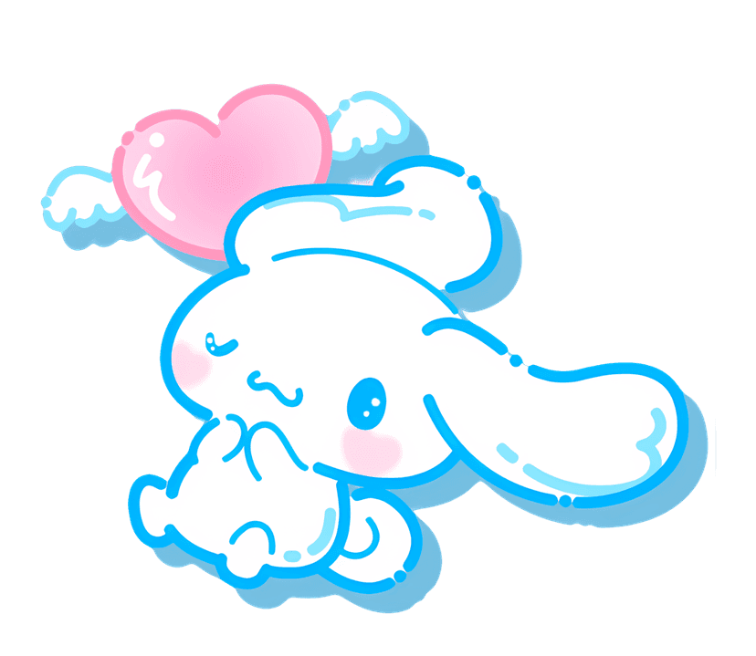 White rabbit character with long blue ears holding a pink heart in a clean flat vector illustration style.
