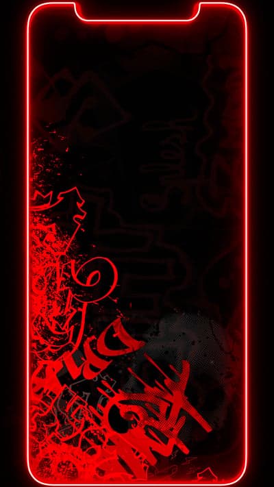 Scarlet Neon Border Graffiti Mobile Screen Background