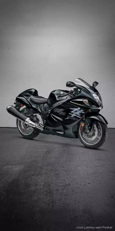 Sleek Black Suzuki Hayabusa Motorcycle on Textured Background