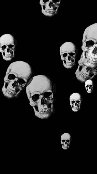 Gothic Skulls Scattered Monochrome Aesthetic Wallpaper