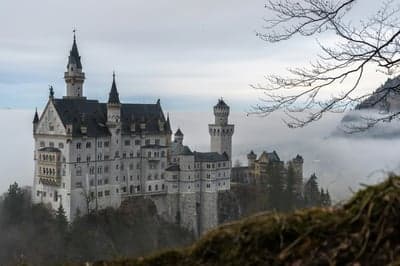 Neuschwanstein Castle Misty Mountain Landscape