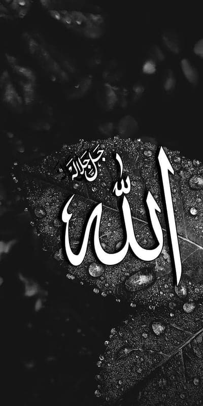Rain-kissed Devotion - Allah Calligraphy in Monochrome