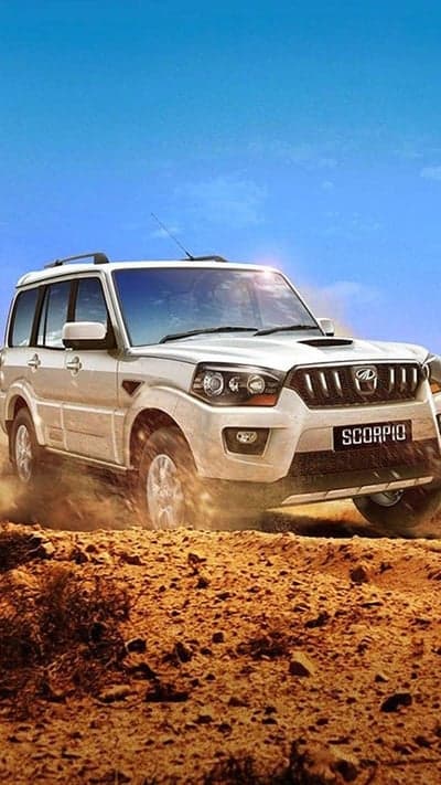 White Mahindra Scorpio SUV Desert Off-Road Mobile Wallpaper