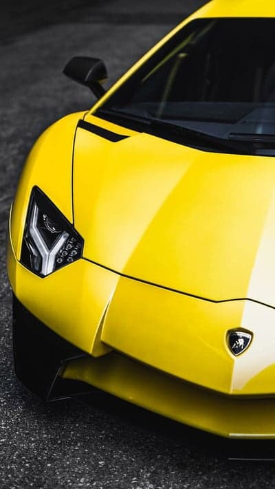 Bright Yellow Lamborghini Aventador Up Close