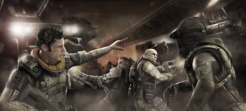 ISA soldiers in tactical gear coordinate an attack on a smoky battlefield with armored vehicles and a bridge.