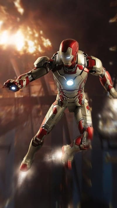Iron Man in Action: Flying with Power and Explosions