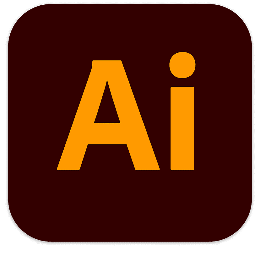 Adobe Illustrator logo featuring an orange gradient square with white Ai lettering and rounded corners.