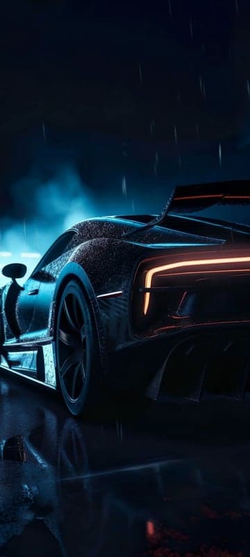 Dark Futuristic Car in Rain