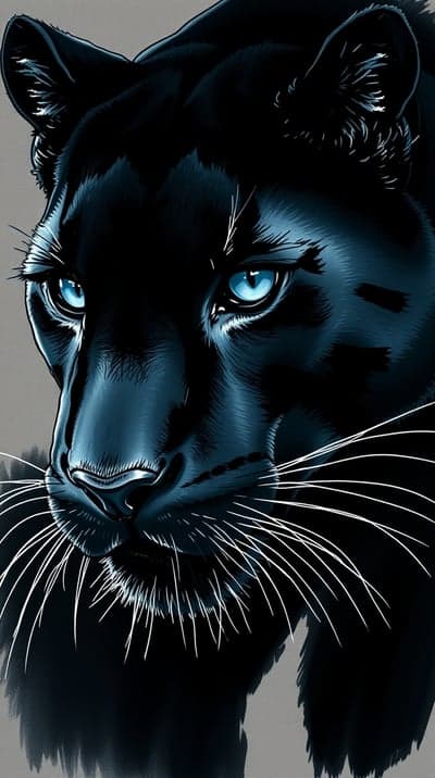 Majestic Black Panther Blue Eyes Portrait Phone Wallpaper