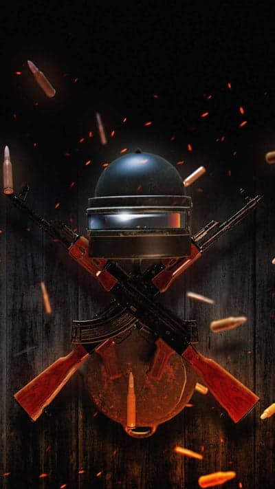 PUBG Helmet and AKM Guns with Flying Bullets