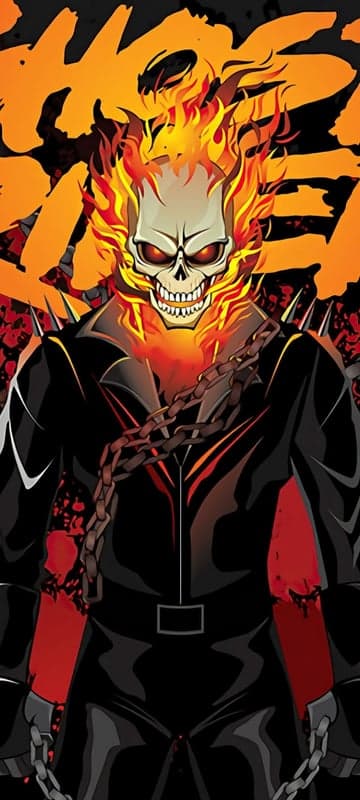 Fiery Ghost Rider Skull with Chains Art