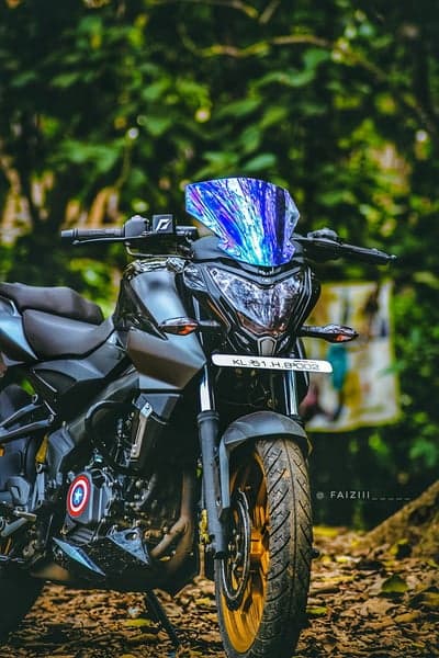 Custom Black Sportbike with Blue Windshield Mobile Wallpaper