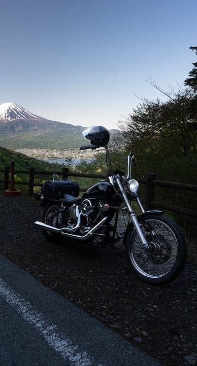 Mount Fuji Motorcycle Lake View High Resolution Phone Background