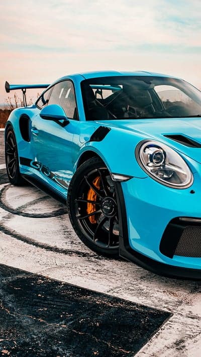 Blue Porsche GT3 RS Track Day Aerodynamic Sports Car