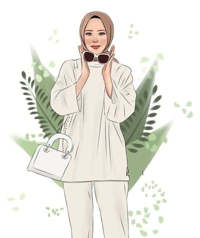 Fashionable Hijab Woman with Sunglasses and Handbag