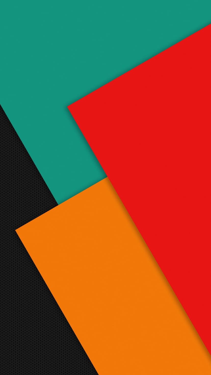 Teal and orange geometric triangles overlap on a textured black background with sharp lines and layered shadows.