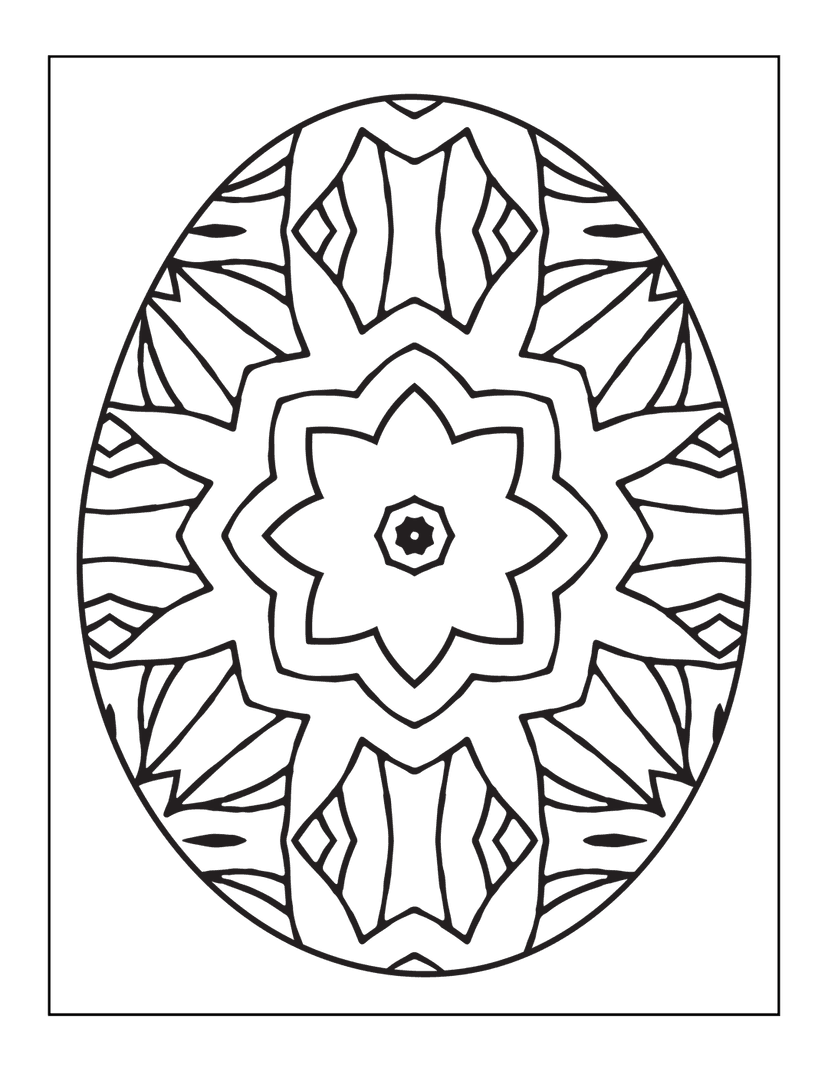 Mandala line art illustration showing symmetrical geometric patterns and floral petals in high contrast black.