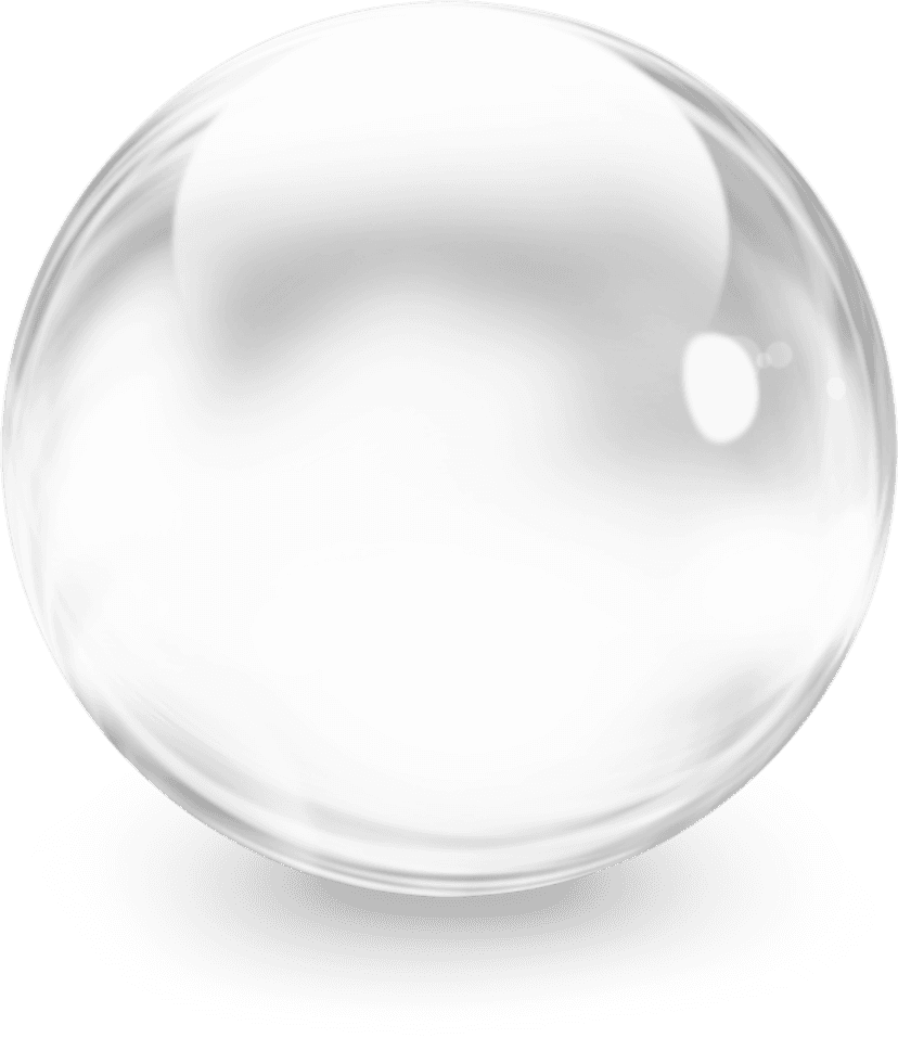 Iridescent soap bubble displays colorful rainbow reflections on its glossy transparent surface without background.