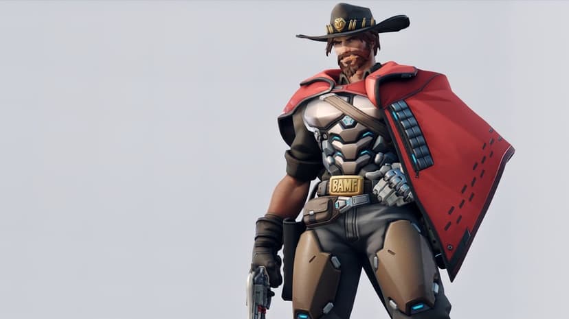 Cole Cassidy wearing a red poncho and cowboy hat while holding a revolver against a neutral background.