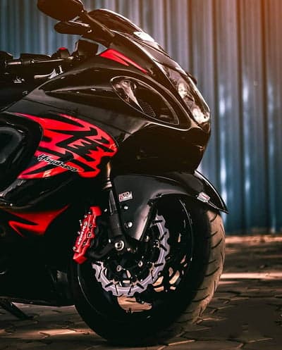 Black Suzuki Hayabusa Motorcycle Close-Up