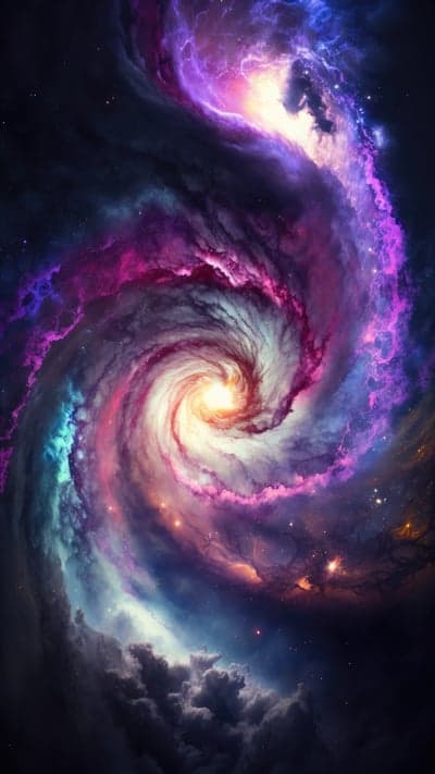 Vibrant Spiral Galaxy with Nebula and Stars