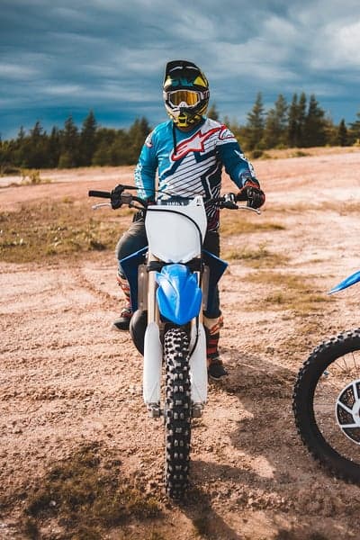 Blue Motocross Dirt Bike Rider Portrait Mobile Wallpaper