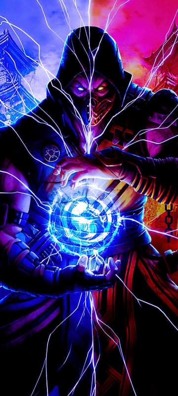 Scorpion uses powerful blue energy orb, Mortal Kombat