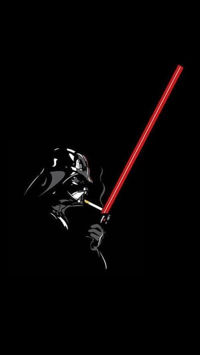 Darth Vader smoking with a red lightsaber