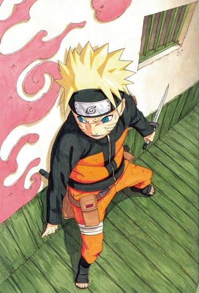 Naruto Uzumaki ready for battle with kunai