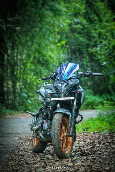 Stylish Motorcycle Parked on a Forest Road