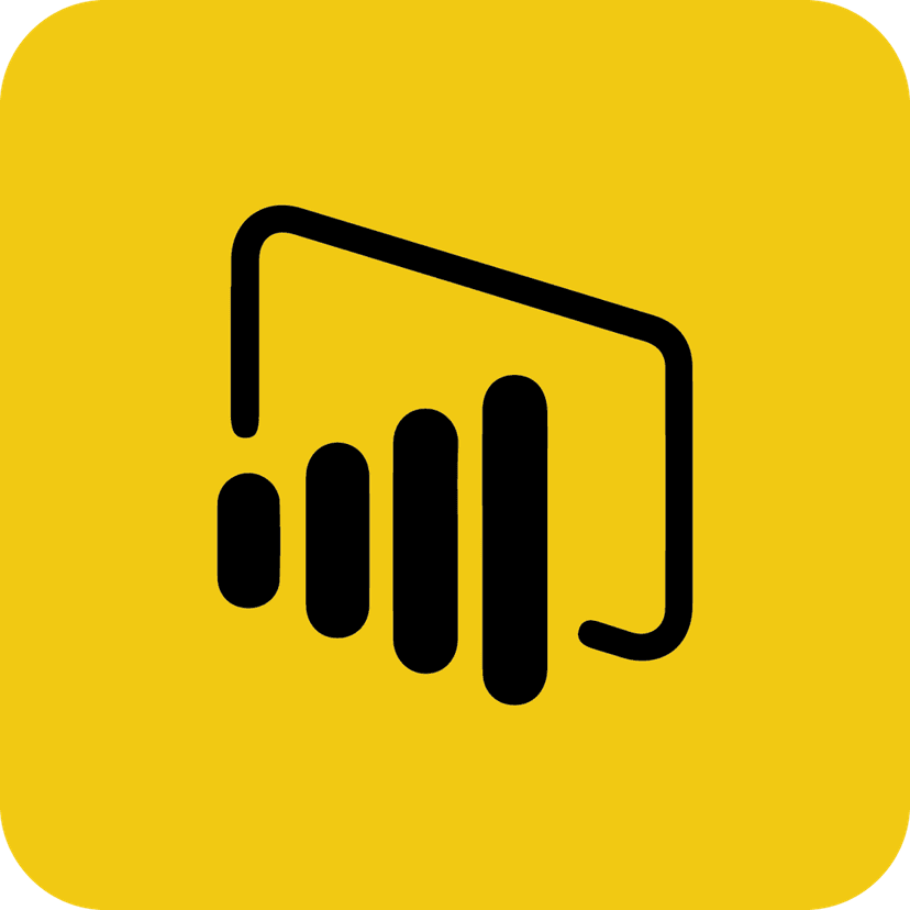 Power BI logo featuring three yellow gradient bars of increasing height against a transparent background.