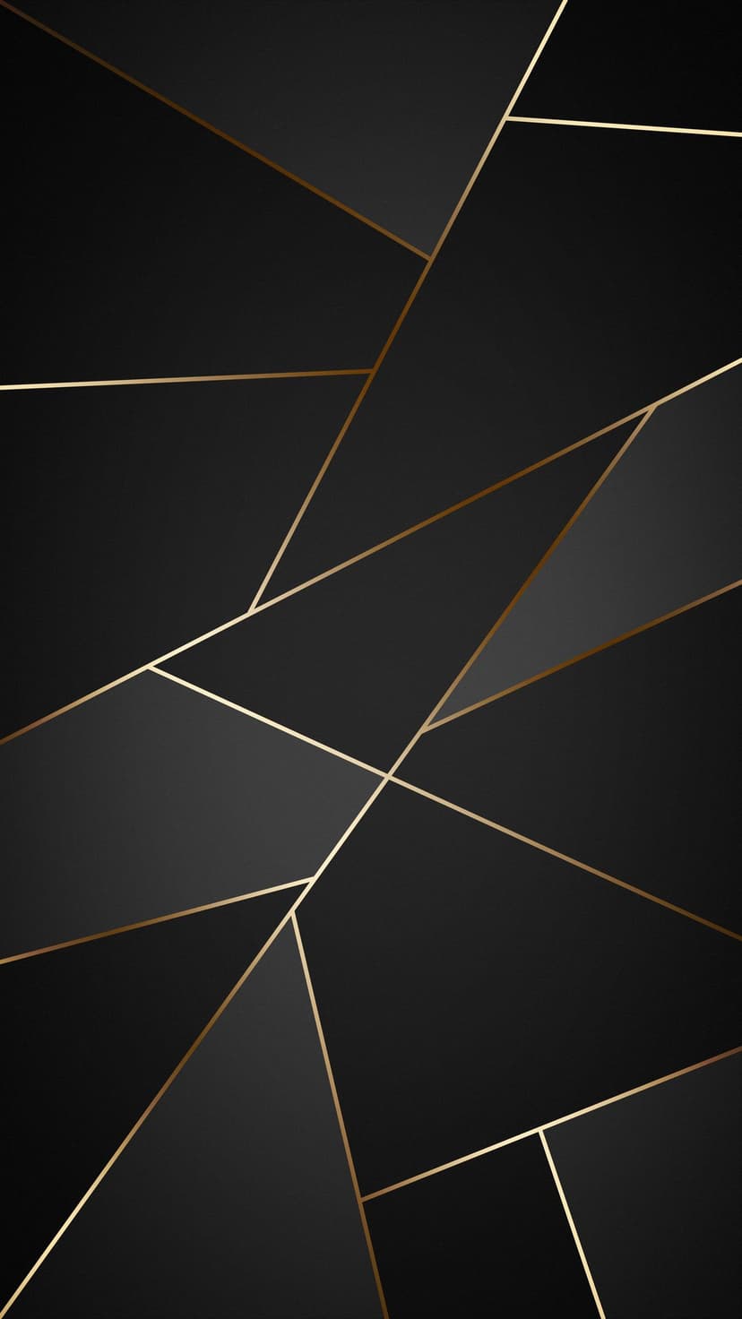 Golden geometric lines crisscross on a solid black background with sharp angles and metallic reflections.