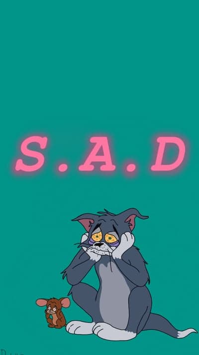 Melancholy Tom and Jerry Neon Aesthetic Phone Wallpaper