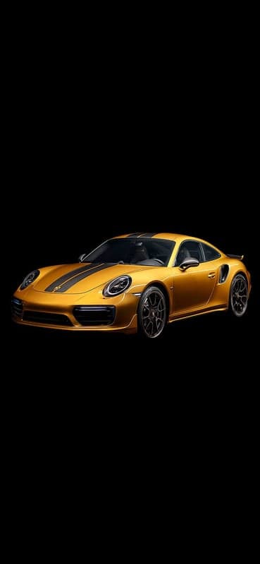 Gold Porsche 911 Turbo S with Black Racing Stripes Mobile